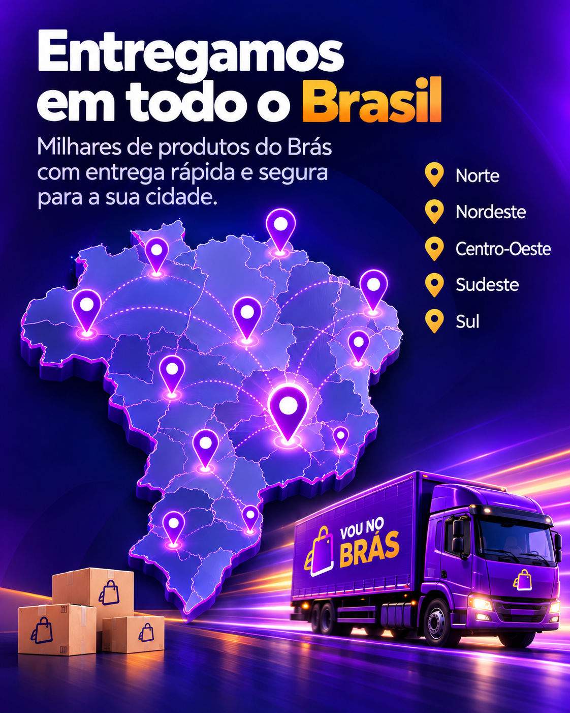 Compras e entregas conectadas pelo Vou no Brás