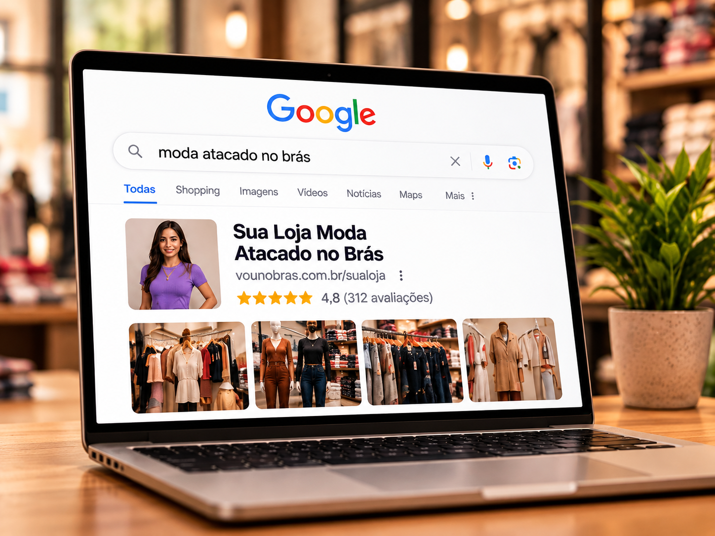 Busca do Google mostrando a loja