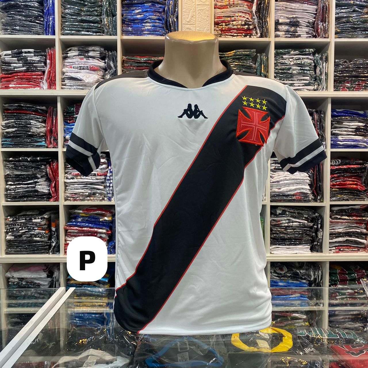 Camisa Vasco branca com faixa preta Kappa – Atacado no Brás