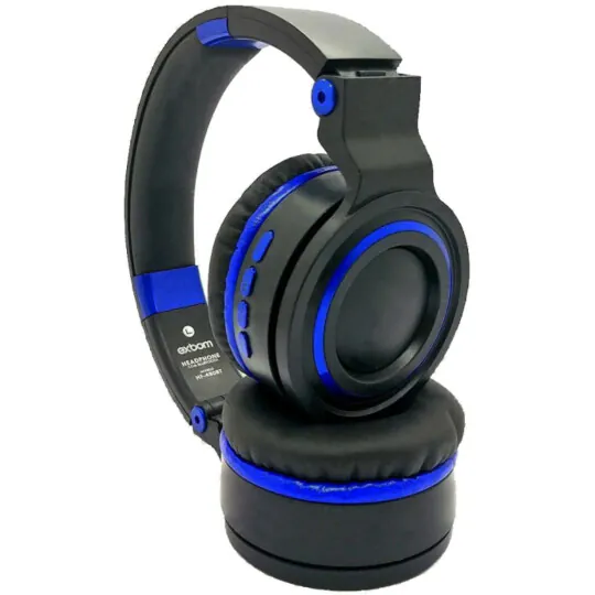 Foto 3 de Headphone wireless Bluetooth preto e azul Exbom HF-480BT – Atacado no Brás