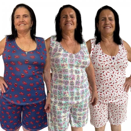 Conjunto regata e shorts estampado – Atacado no Brás
