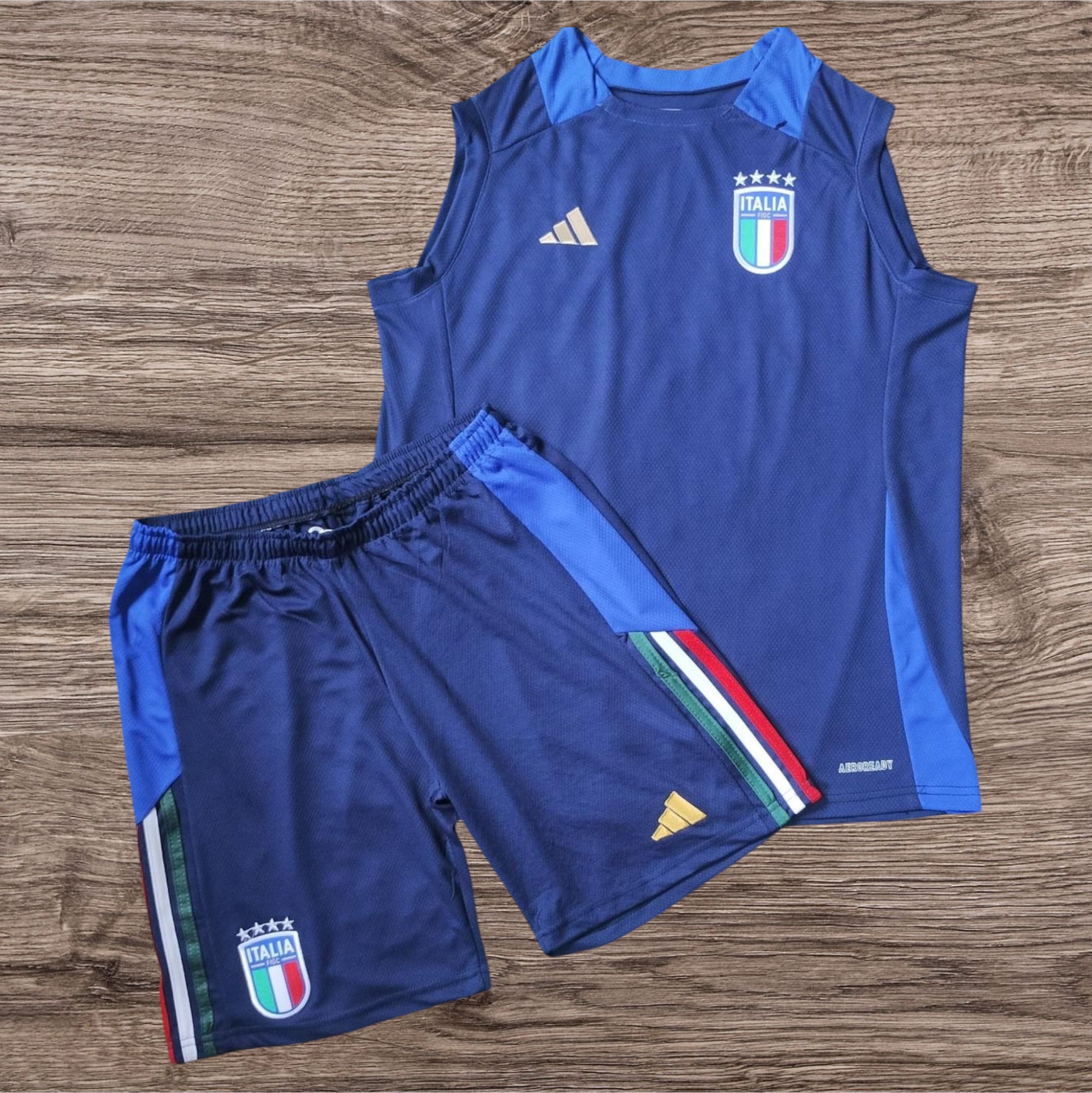 Conjunto regata e shorts Itália azul – Atacado no Brás