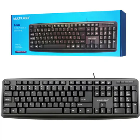 Foto 2 de Teclado Slim Standard USB Preto Multilaser TC065 – Atacado no Brás