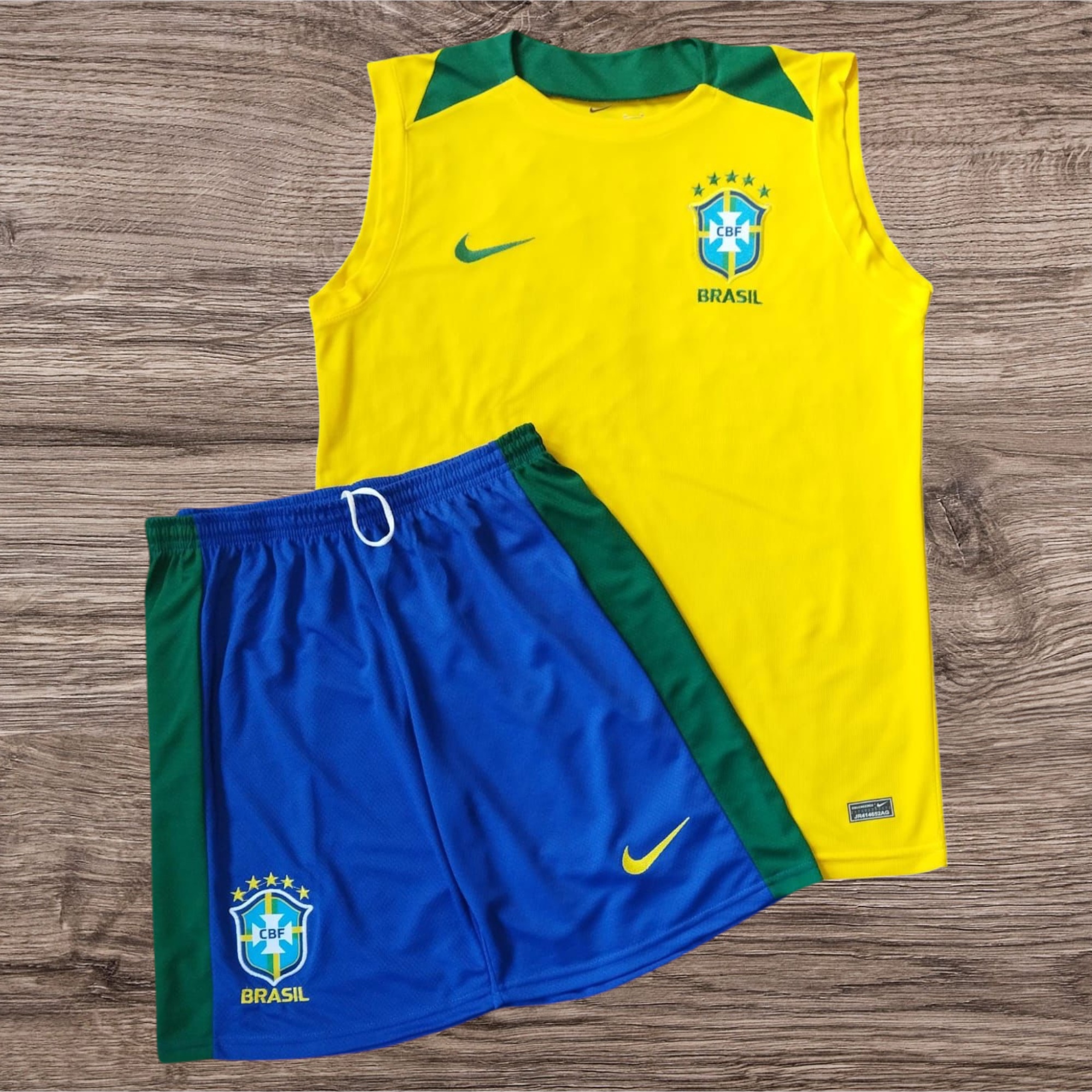Conjunto Regata e Short Brasil com CBF e Nike – Atacado no Brás