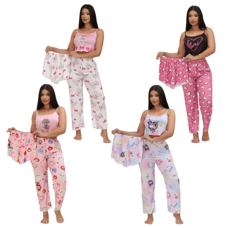 Conjunto regata e calça pijama estampado – Atacado no Brás