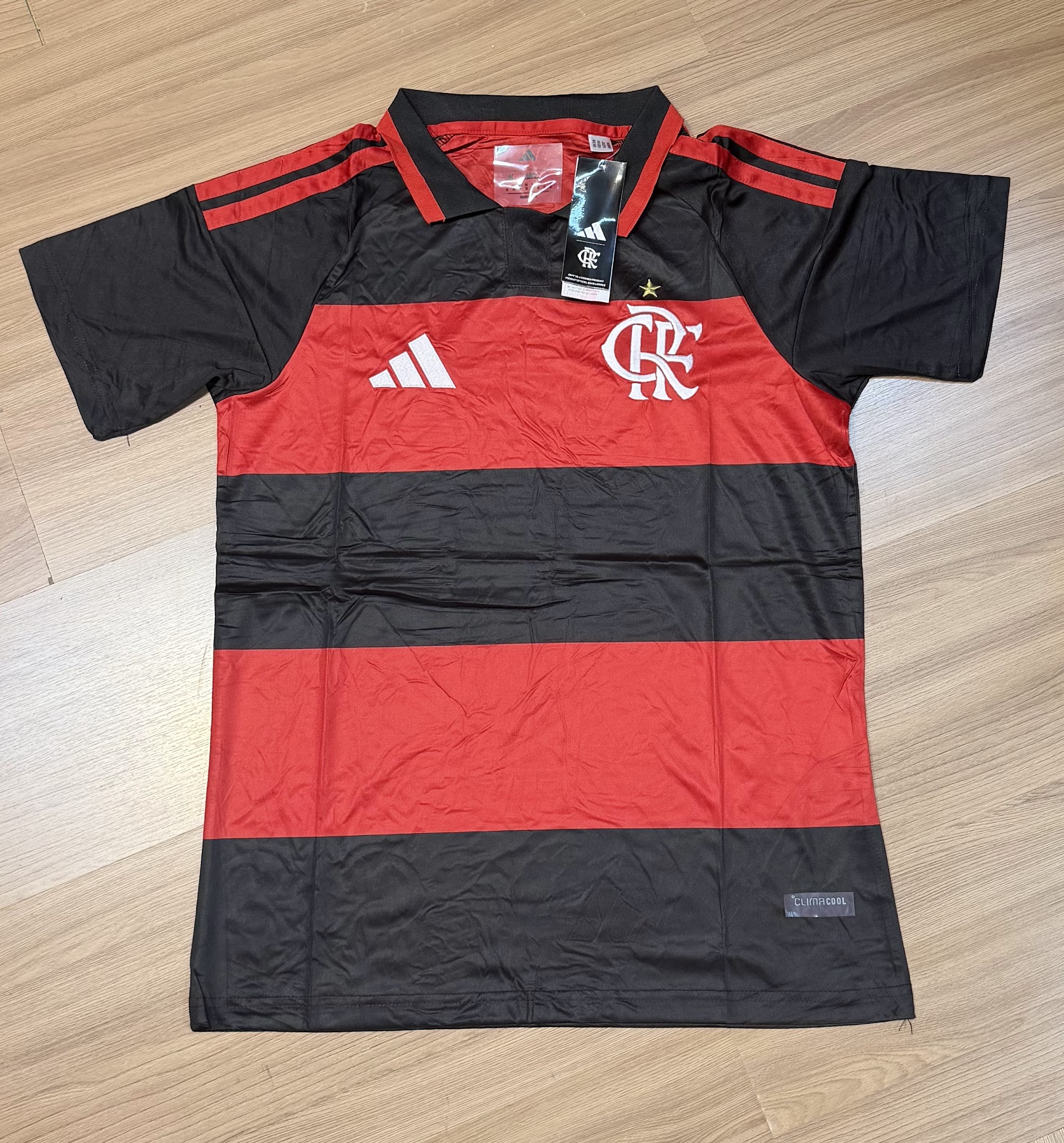Camisa Flamengo listrada preta e vermelha Adidas – Atacado no Brás