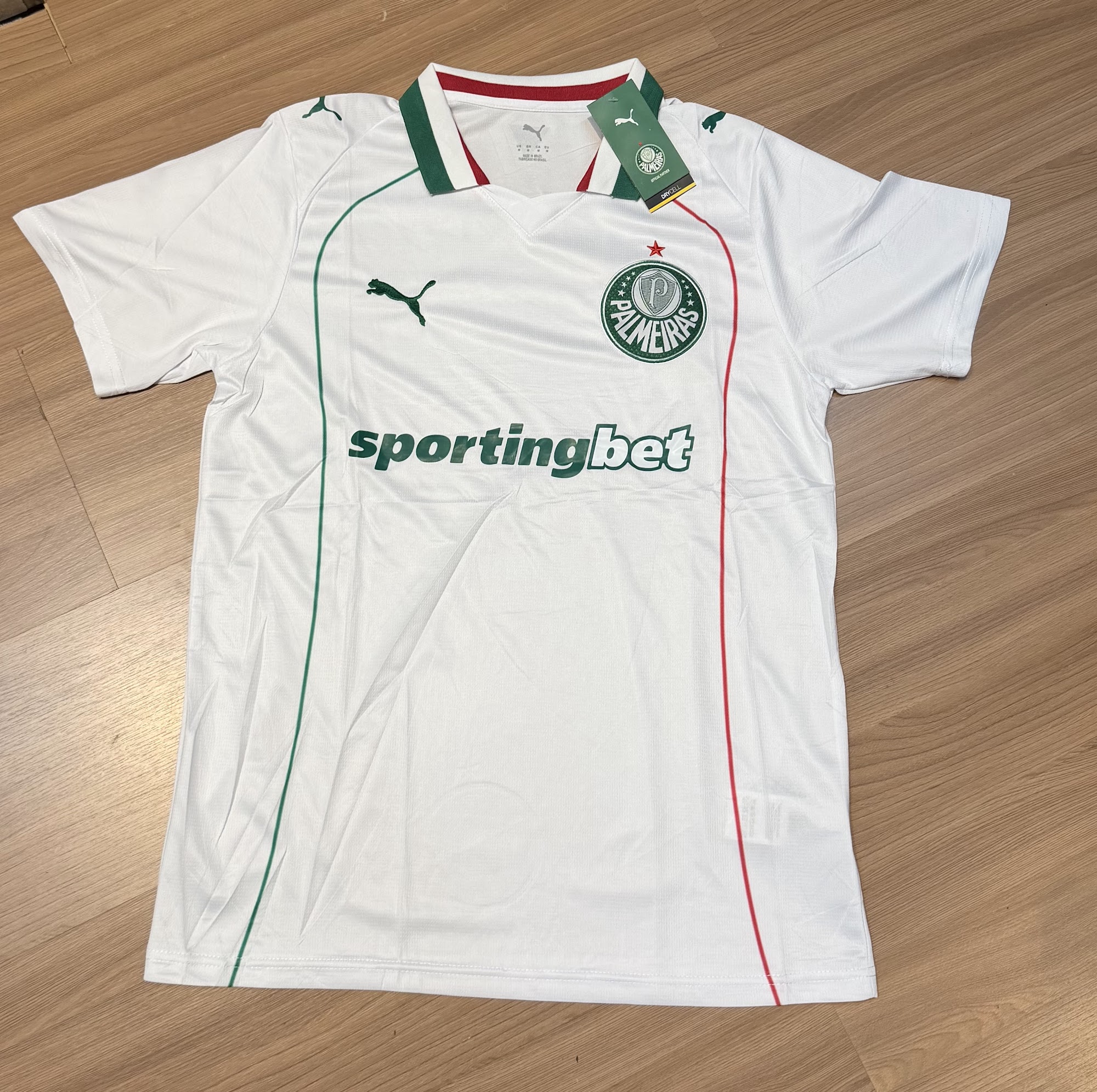 Camiseta Palmeiras branca com gola – Atacado no Brás