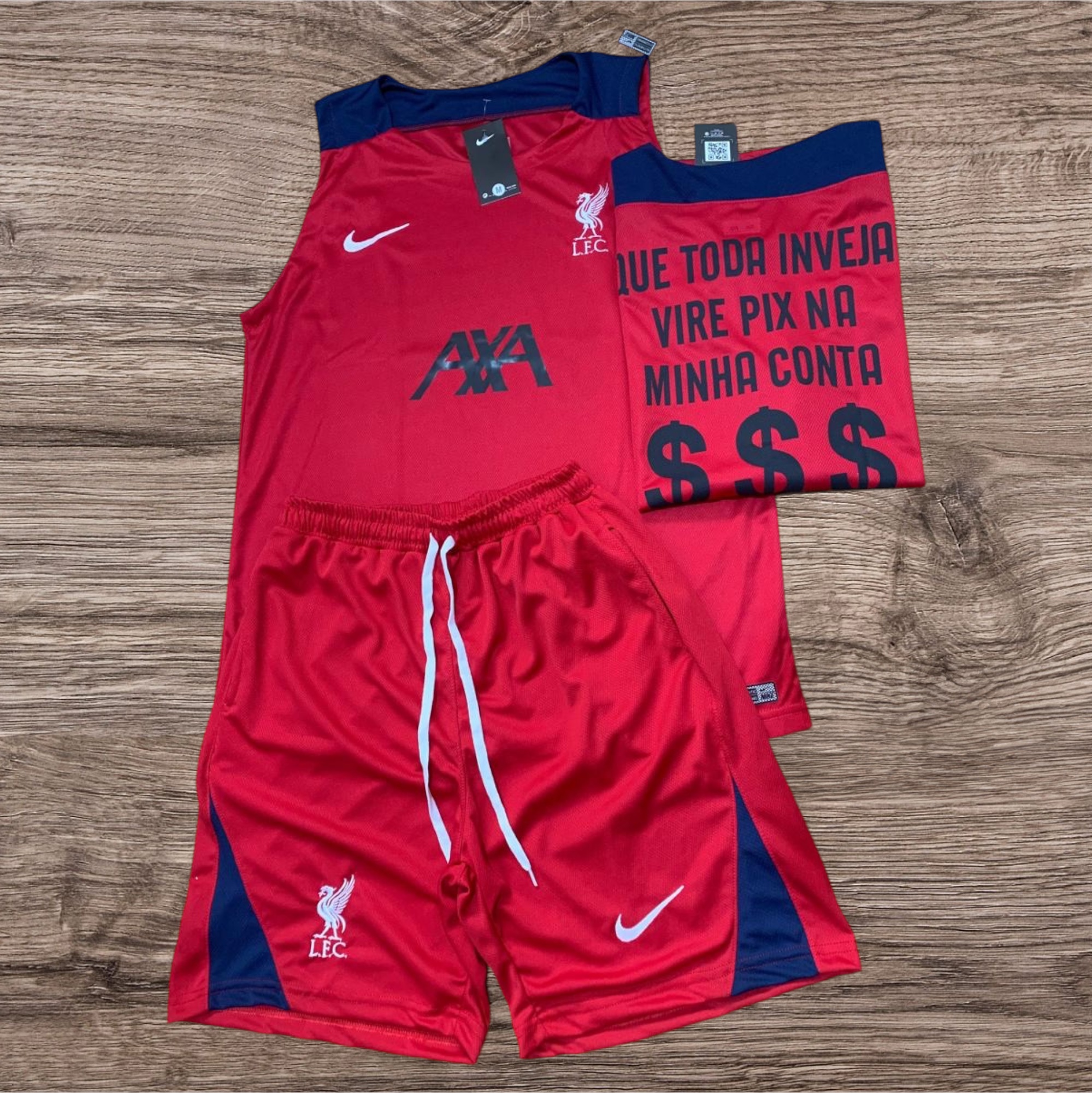 Conjunto regata e shorts Liverpool Nike vermelho – Atacado no Brás