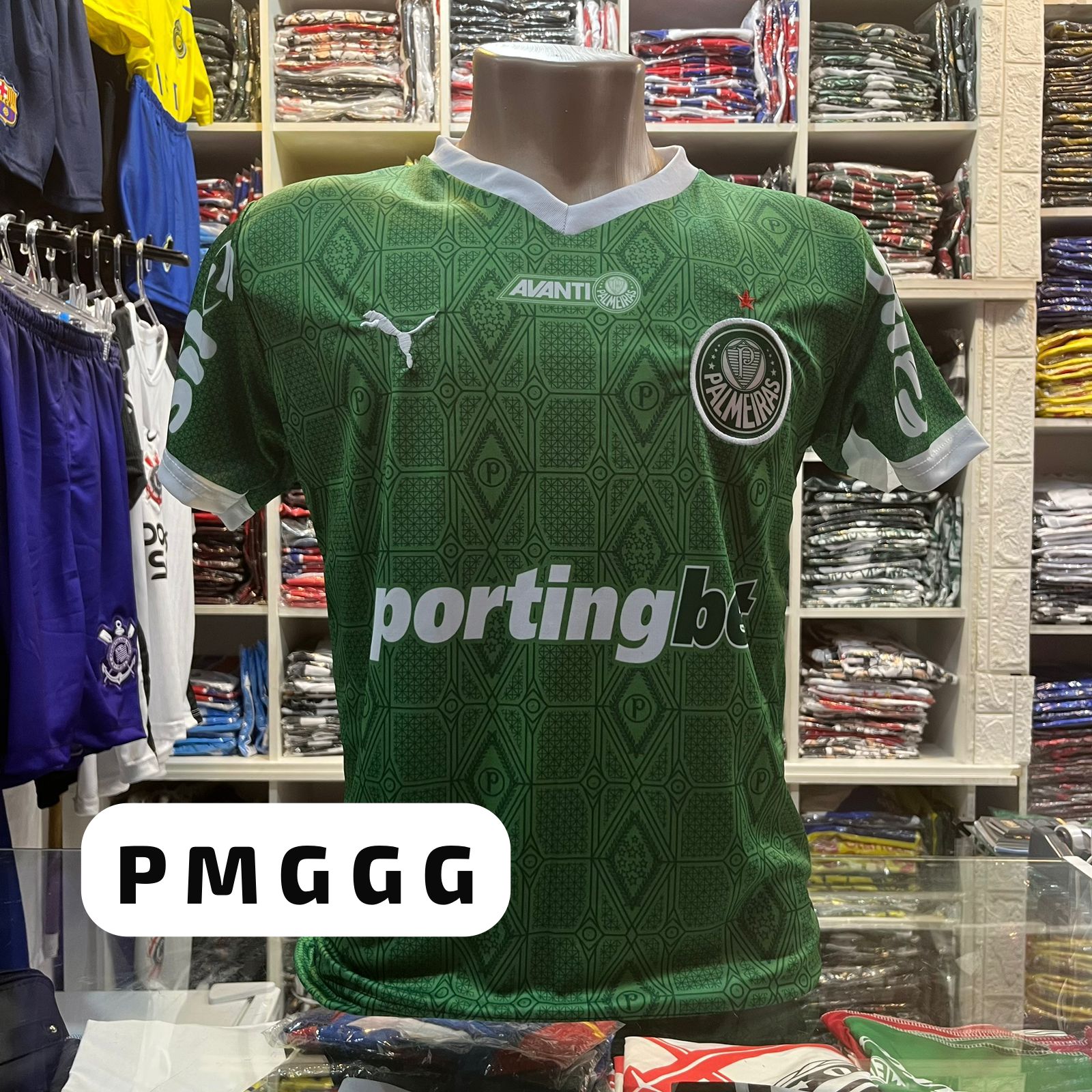 Camisa Palmeiras (verde) com logo Puma e patrocínio Portingbet – Atacado no Brás