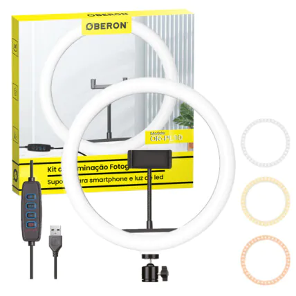 Foto 9 de Iluminador Ring Light LED 16 cm 6 W XZ - Bj-16d – Atacado no Brás