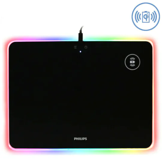 Foto 3 de Mouse pad com LED 35 x 25 cm com carregador Qi Philips SPL7504 – Atacado no Brás