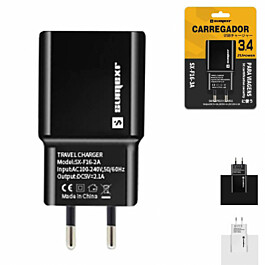 Carregador com 2 entradas USB 3.4A Sumexr SX-F16-3A – Atacado no Brás