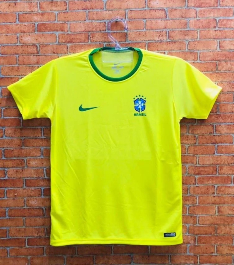 Camiseta Brasil Dri-FIT amarela com logo Nike – Atacado no Brás