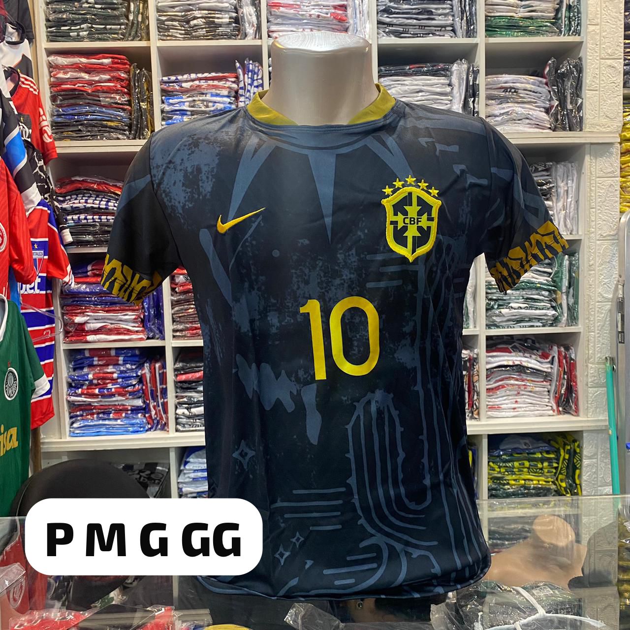 Camiseta Seleção Brasil preta nº10 (CBF) - réplica – Atacado no Brás