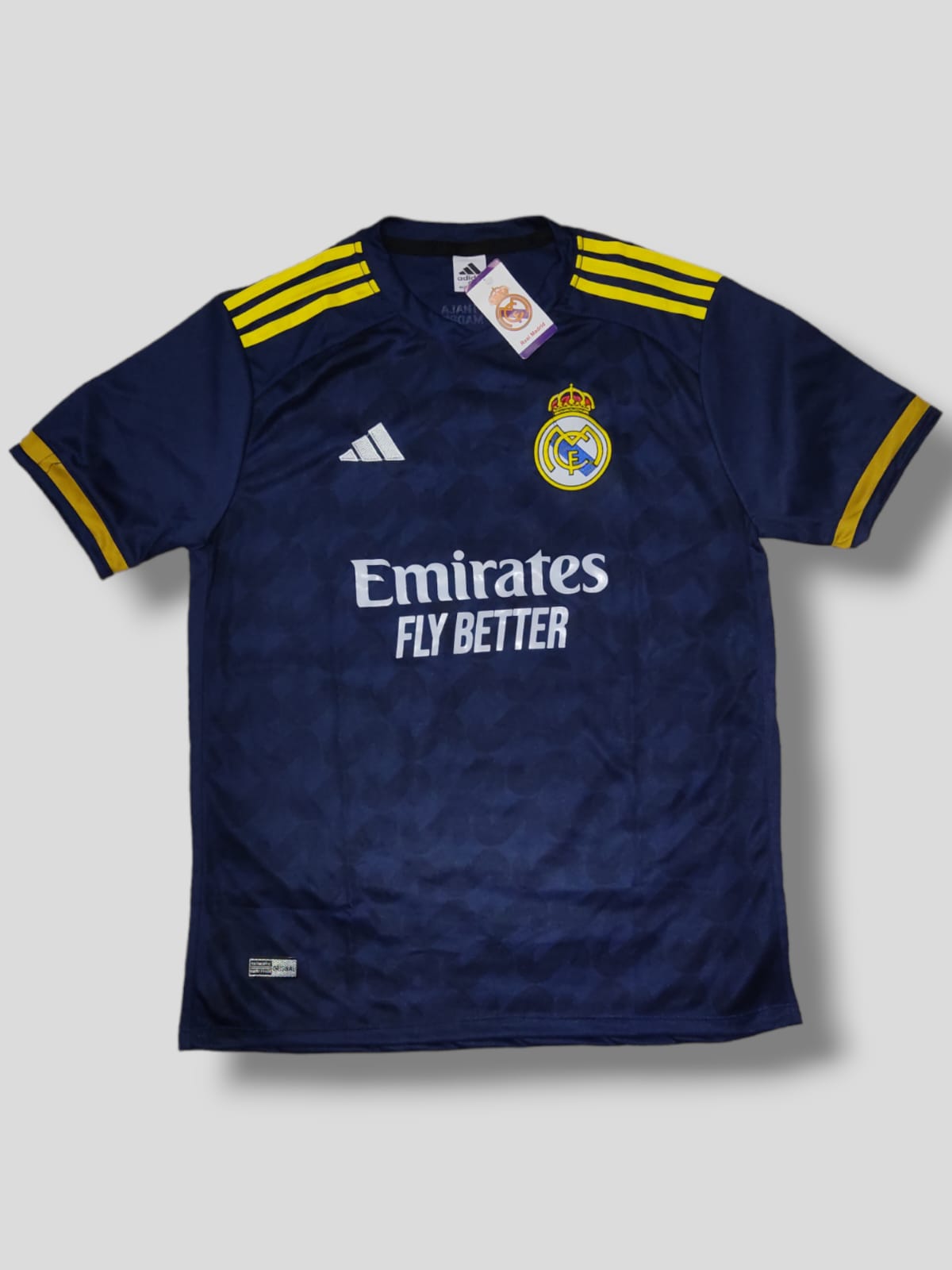 Camisa Real Madrid azul marinho com detalhes amarelos – Atacado no Brás