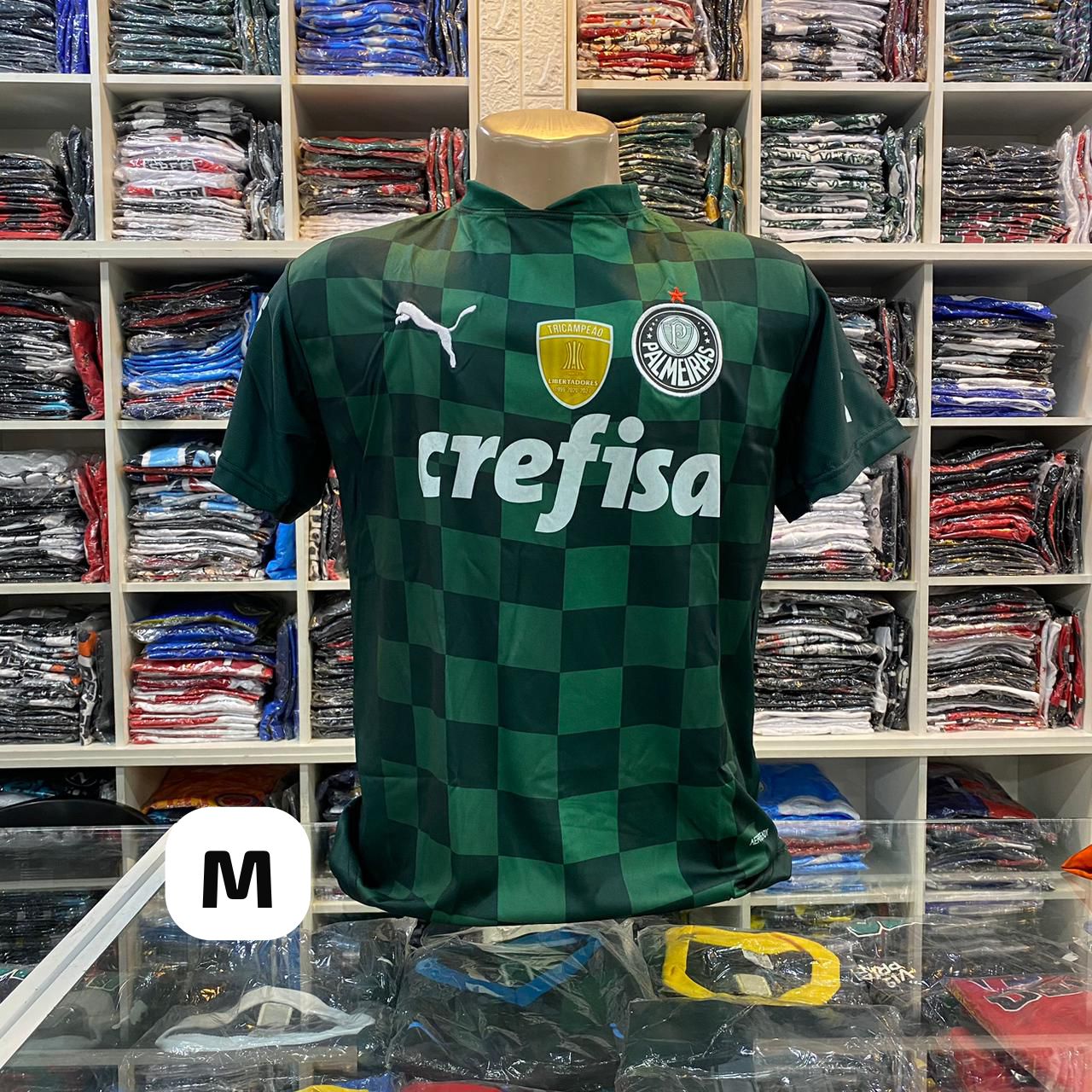 Camisa do Palmeiras xadrez verde Puma - tamanho M – Atacado no Brás