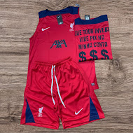 Conjunto regata e shorts Nike vermelho com detalhes azuis – Atacado no Brás