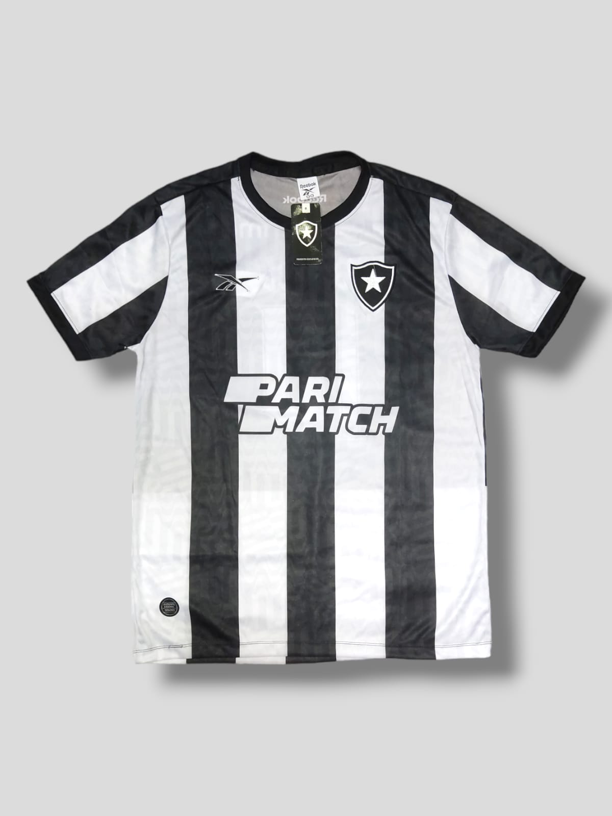 Camisa Botafogo listrada com patrocinador Pari Match – Atacado no Brás