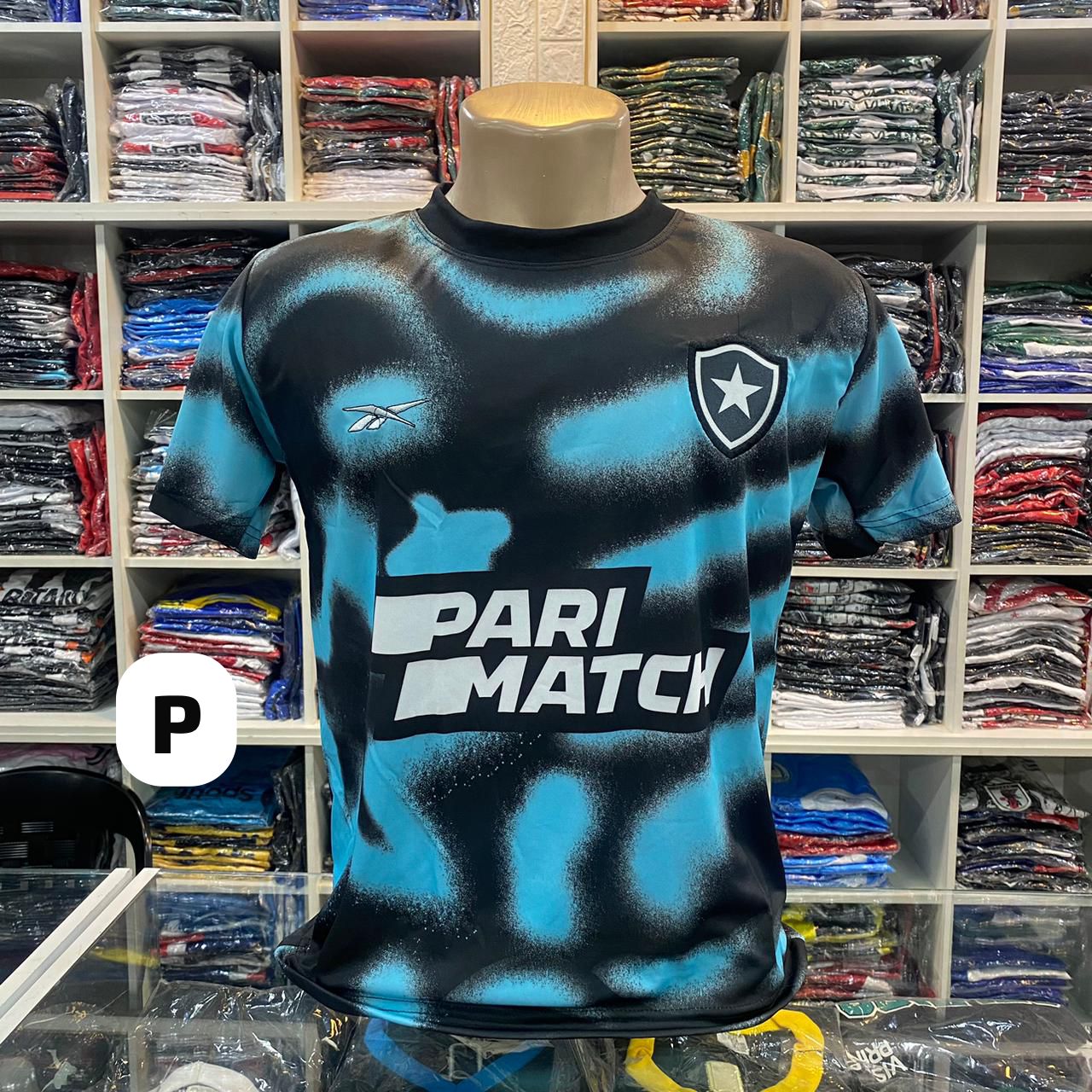 Camisa Botafogo PARI MATCH (preto e turquesa) - P – Atacado no Brás