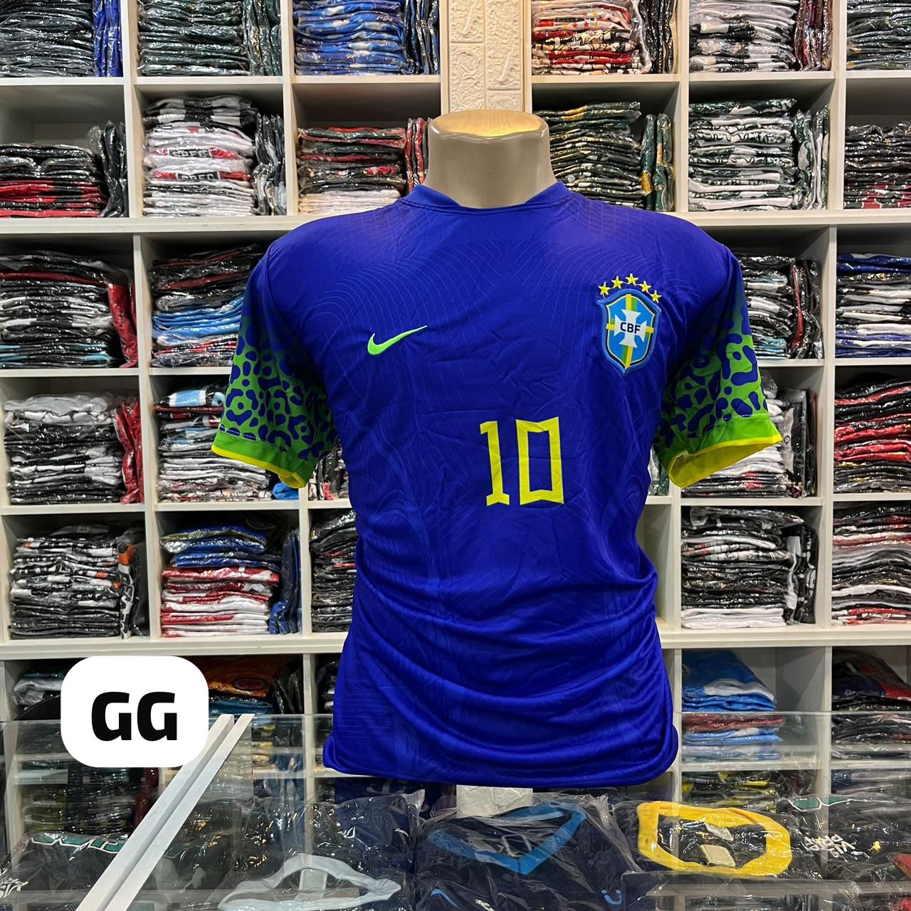 Camiseta azul com escudo CBF e número 10 (GG) – Atacado no Brás