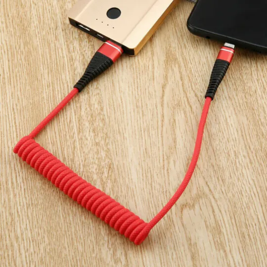 Foto 3 de Cabo USB Type-C em mola 1 m 2.1A Xtrad CH-0417-TIPO-C – Atacado no Brás