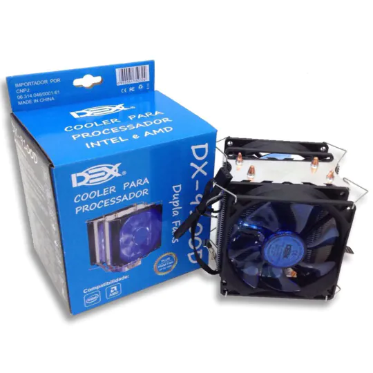 Foto 3 de Cooler Fan Duplo Azul 100mm para Processador Intel e AMD Dex DX-9100D – Atacado no Brás