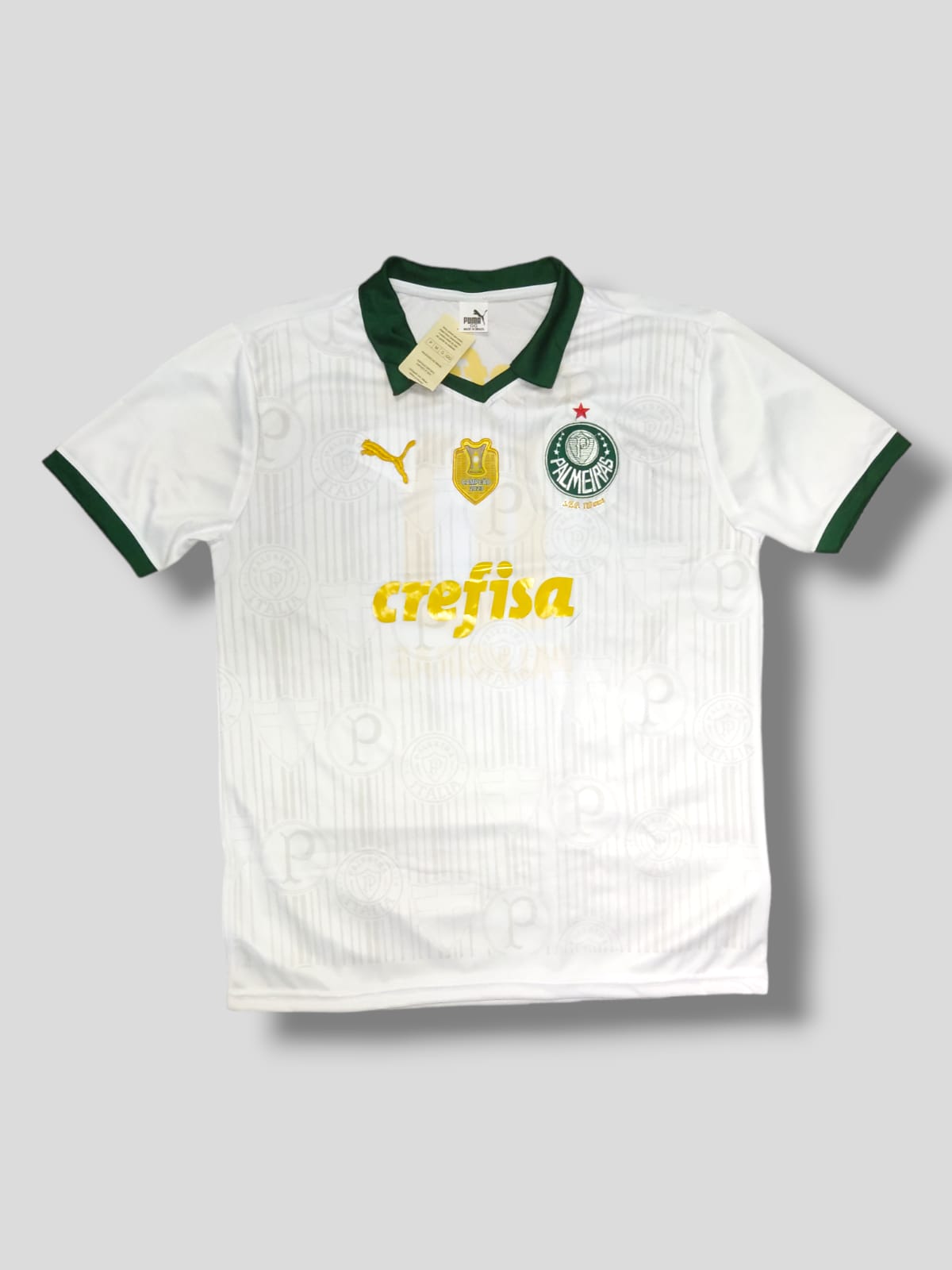 Camisa Puma Palmeiras branca com gola verde – Atacado no Brás