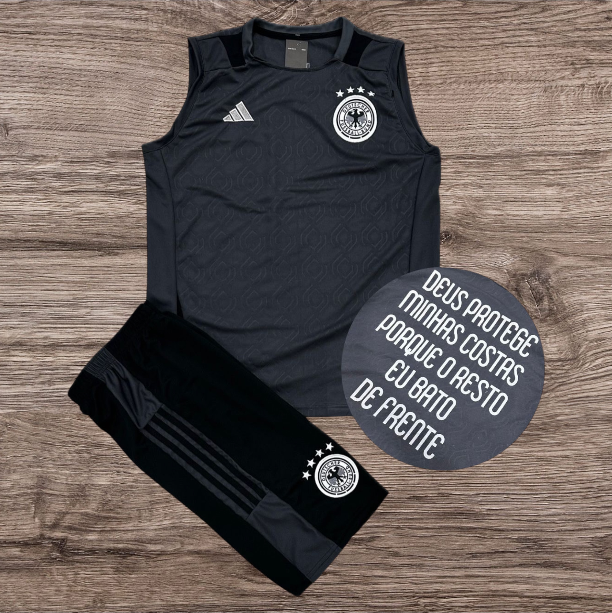 Conjunto regata e calça preta com logo Adidas – Atacado no Brás