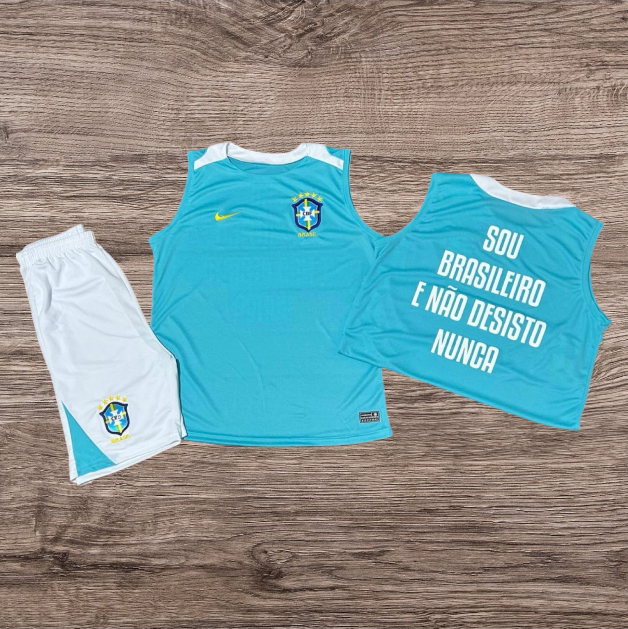 Conjunto regata e bermuda Brasil CBF – Atacado no Brás